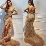 Wedding Guest Dress Golden Sexy Evening Dress Banquet Party Host Long Fishtail Dress