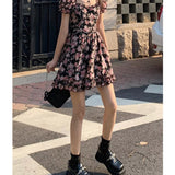 Aesthetic Dress Rose Floral Dress for Women Summer Petite Short Dress