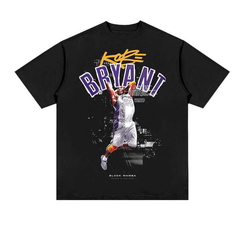 Kobe Shirt Kobe Short-Sleeved T-shirt Small Neckline Loose Heavy round Neck