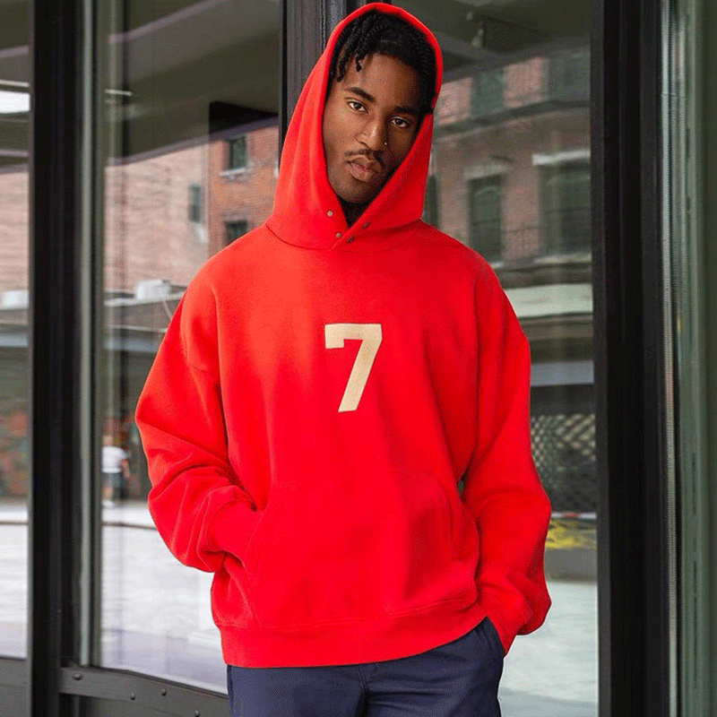 Fog Fear of God Essentials Hoodie 7 Flocked Printed Fleece Sweater Couple Loose-Fitting Hoodie