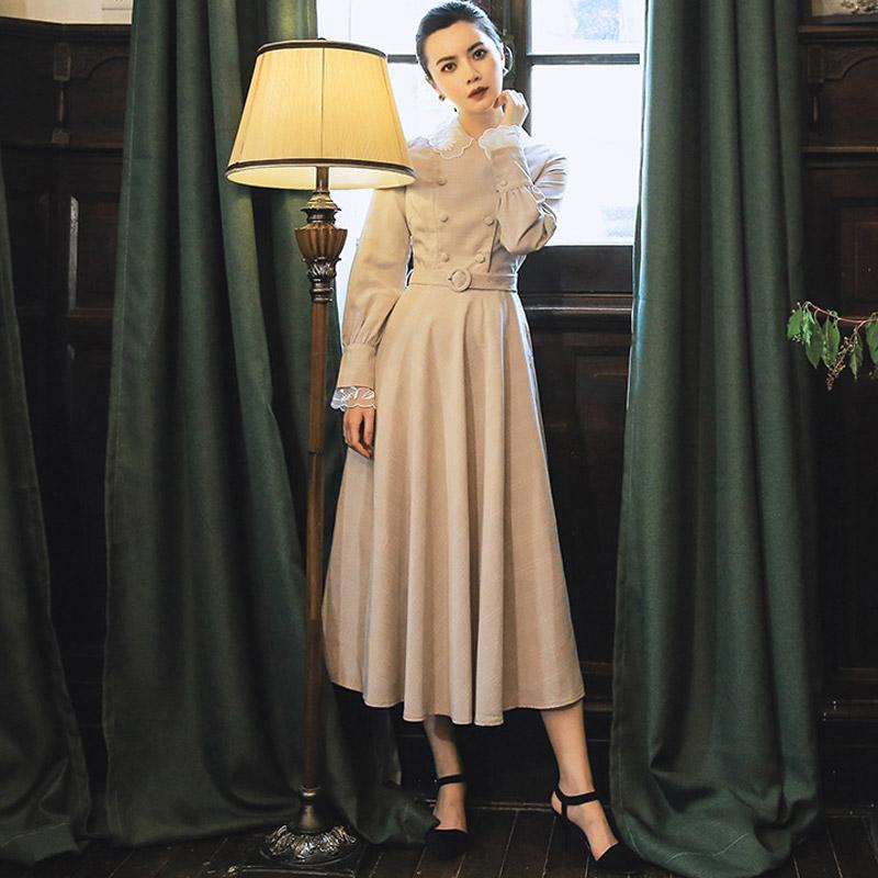 Long Sleeve Retro Plaid cottagecore aesthetic dresses