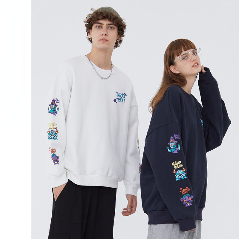 Preppy Aesthetic Sweatshirt Cartoon Vintage Print Men's Coat Autumn