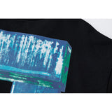 Blue 3D Bar Arrow Print Ow Round Neck Pullover Long Sleeve Sweater Owt sweatshirt