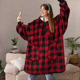 Hoodies Blankets Autumn and Winter Solid Color Plaid Lazy Blanket Multi-Pocket Leisure