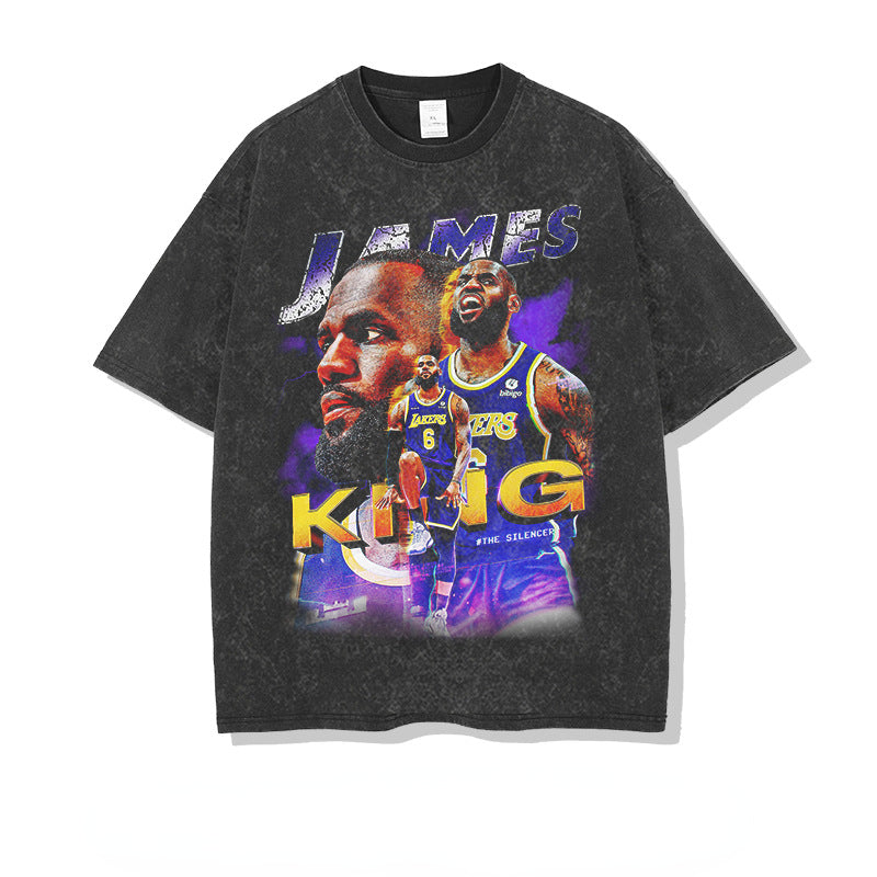 LeBron James Shirt James Printed Short-Sleeved T-shirt Loose Heavy Sports