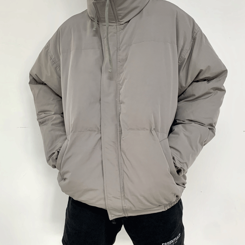 Fog Fear of God Essentials Coat Double Line down Jacket Solid Color Stand Collar Bread Cotton Coat Jacket