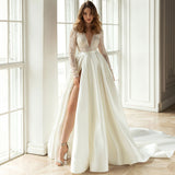 Bohemian Chic Wedding Guest Dress Sequined Lace Elegant Mid Waist Mid-Length Formal Dress Simple V-neck Half Sleeves