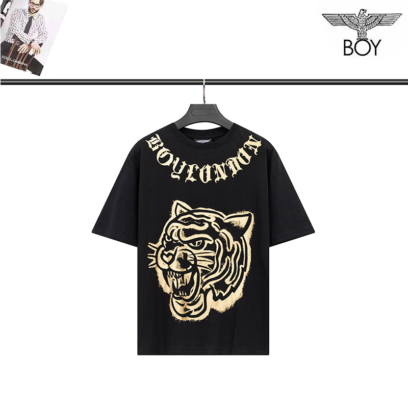 Boylondon T-shirt plus Size Fashion Slim Fit Printed Black
