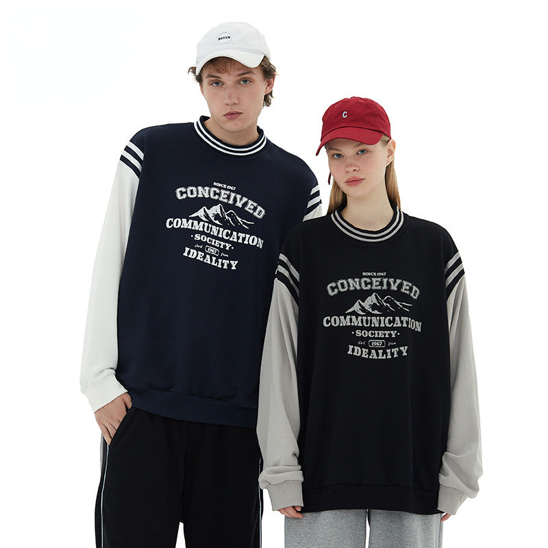 Preppy Aesthetic Sweatshirt Sweater Hong Kong Style Street Loose Couple