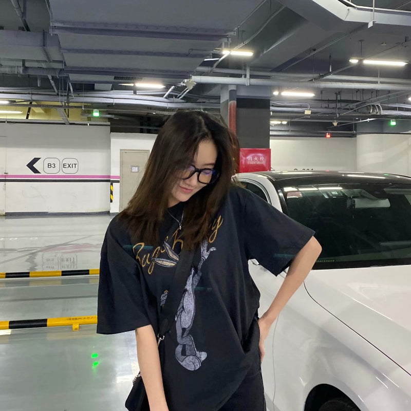 Bugs Bunny Shirt Top Printed Loose Short-Sleeved Summer Clothes