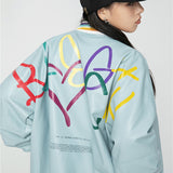 Baby Blue Varsity Jacket Color Letter Printed Baseball Jacket for Men