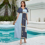 Muslim Women Stylish Kashibo Abaya Muslim Ladies Long Gown Islamic Clothing Jilbab Jalabiya Short Sleeve Maxi Dress Plus Size Loose Big Hem Robe