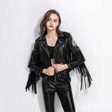 Punk Rock Jacket Rivet Tassel Harley Motorcycle Leather Jacket Coat