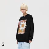 Preppy Aesthetic Sweatshirt Daisy round Neck Sweater Men's Autumn Printing