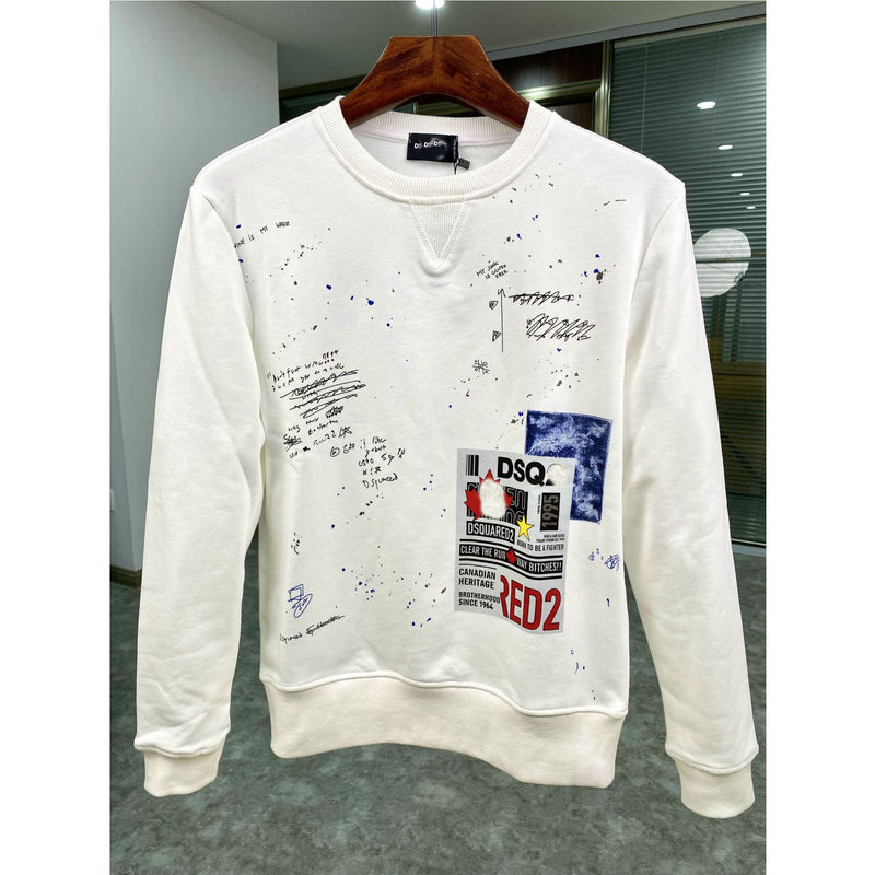 Dsq2 Hoodie DSQ Lian D2 Map Printed Sweater Trendy Men's Autumn and Winter