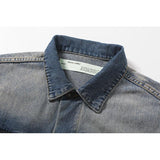 Arrow Denim Jacket Jean Coat Letter Arrow Washed Distressed Jacket Ow Men's and Women's Denim Jacket Owt