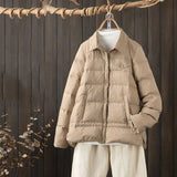 Women Winter Coats Puffer Jacket Down Coat Lightweight Down Jacket Fall Winter Fashion Casual Loose White Duck Down Shirt Collar Coat