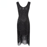 1920s Dress Vintage Sequined Tassel Dress Beaded Tassel Dress