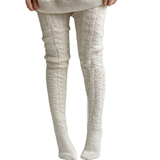 Winter Chunky Cable Thick Knit Thigh High Socks Long Stockings Boot Autumn Winter Knitted Socks Bunching Socks Woolen Yarn Socks