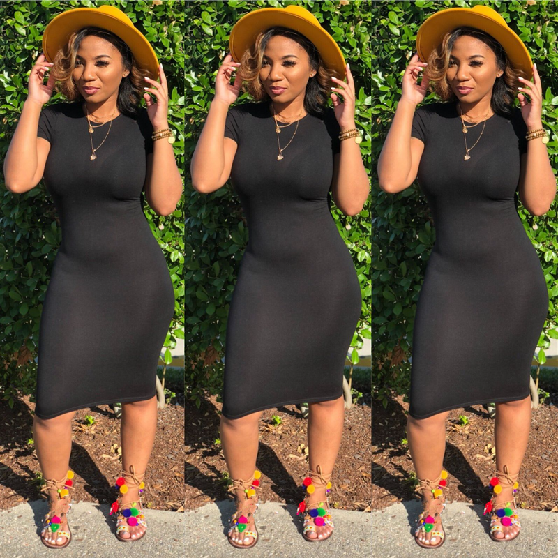 Nina Parker Black Dress Solid Color Dress Skirt