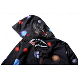 Shark Print Jacket Men'S And Women'S Cotton Shark Hooded Zipper Sweatshirt Hoodie