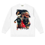 James Harden Shirt Harden Basketball Star Print Distressed Long Sleeve T-shirt Pure Cotton