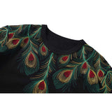 GVC T Shirt Embroidery Peacock Feather Pattern Pure Cotton Loose T-shirt Men and Women