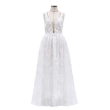 See through Wedding Dress Sexy Deep V Strap Wedding Dress Evening Gown
