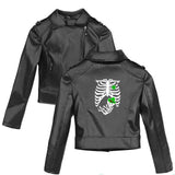 Graphic Leather Jacket Women Street around Irish Festival Women's Leather Top