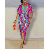 Nina Parker Graffiti Dress Long Sleeve Button Shirt Dress