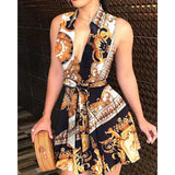 Nina Parker Graffiti Dress Sleeveless Lace-up Fashion Sexy Dress