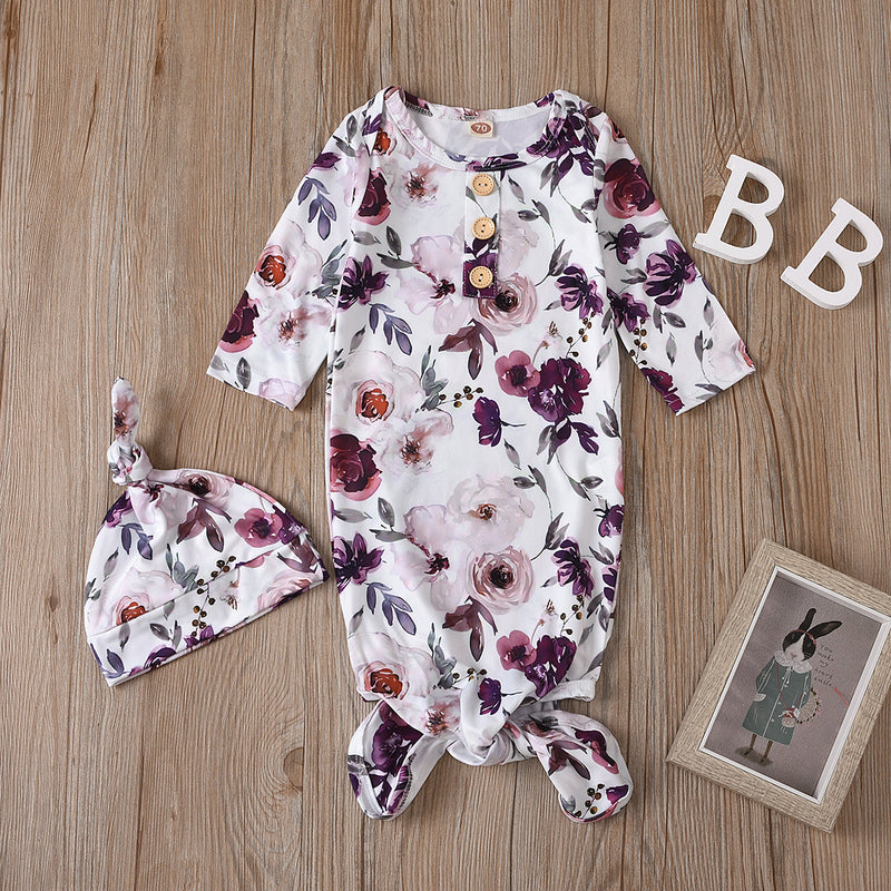 Knotted Baby Gown Children's Pajamas Spring and Autumn Anti-Kicking Blanket Sleeping Bag