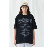 Preppy Aesthetic T Shirt Double Yarn Crew Neck Loose Casual Print T-shirt