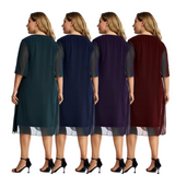 Nina Parker Black Dress Elegant Graceful Chiffon Cape Dress