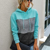 Women Fall Outfits Autumn and Winter Stitching Contrast Color Fashion Top Hooded Pullover Women's Sweater