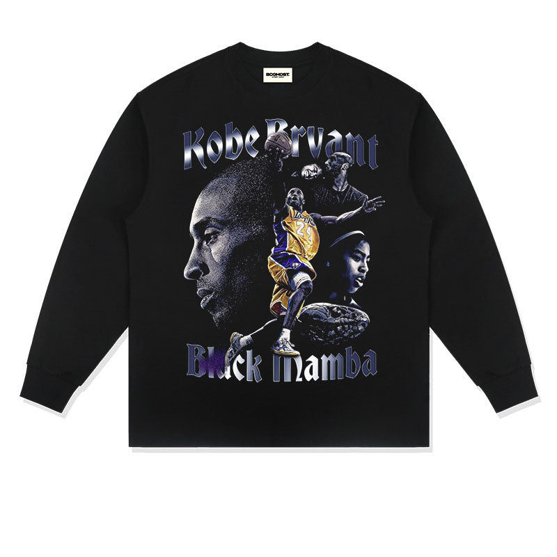 Kobe Shirt Tribute to Kobe Black Mamba Loose Heavy Long Sleeve T-shirt Pure Cotton