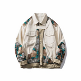Cream Color Varsity Jacket Vintage Embroidery Overalls