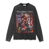 Kevin Durant Shirt Durant Printed Long-Sleeved T-shirt Distressed Cotton Loose round Neck