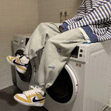 Men Pants Men's Loose Drawstring Casual Trousers Straight