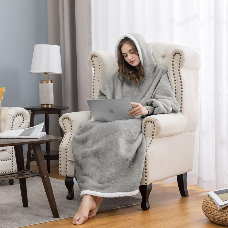 Hoodies Blankets Leopard Print Lazy Blanket Flannel Lamb Wool
