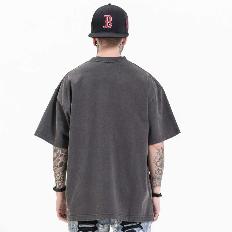 Oversized 90S T Shirt Spring and Summer Rock Band Retro Distressed Washed Loose Short Sleeve T-shirt for Men