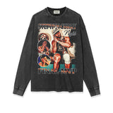 Stephen Curry Shirt Stephen Curry Good Night Printed Distressed Long Sleeve T-shirt Loose Heavy round Neck