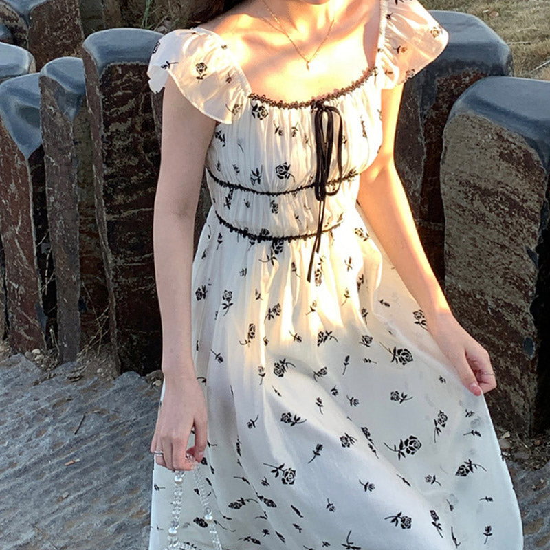 Marilyn Monroe Dress Rose Flocked Printed Dress