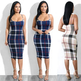 Plaid Sexy Tight Bodycon Dress
