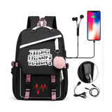 Stranger Things Hellfire Club Backpack USB Charging Backpack Student Schoolbag