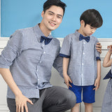 Father Son Matching Dress Shirt Summer Loose Plaid Shirt Fashion