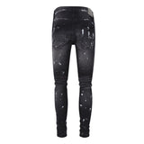 Purple Brand Jeans Black Paint Distressed Straight Jeans