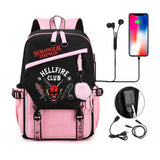 Stranger Things Hellfire Club Backpack USB Charging Backpack Student