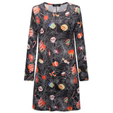 Skull Dress Autumn and Winter Dress Pumpkin Print Long Sleeve Skirt