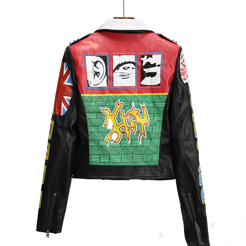 Punk Rock Jacket Rivet Punk & Rock Motorcycle Motorcycle Leather Coat for Women